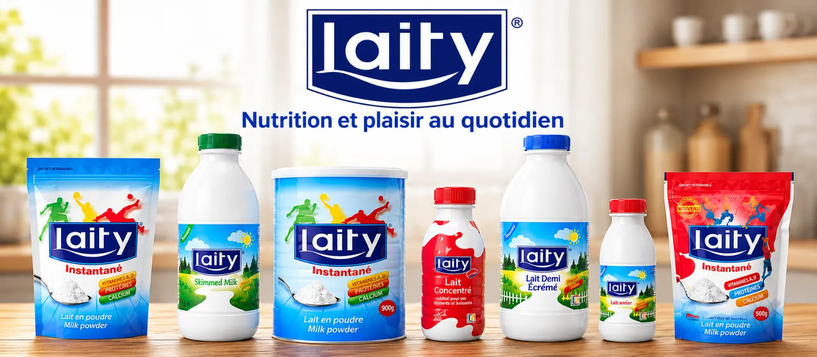 Publicité Laity : la gamme de laits Laity, « Nutrition et plaisir au quotidien »